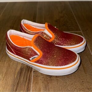 Vans Kids Sunrise Glitter Slip-On Sneakers - Orange and
